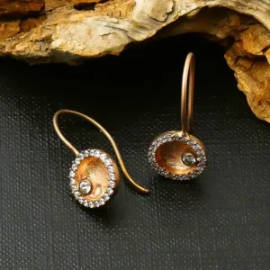 Pendientes Redondo Oro Rosa y Circonitas