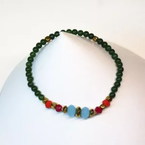 Pulsera Ágatas Verdes Aguamarina Rojos
