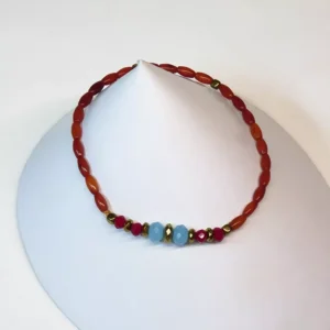 Pulsera Corales Aguamarina Rojos
