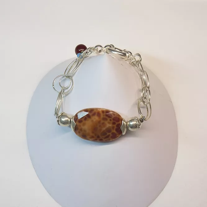 Pulsera Plata de Ley Ágata de Fuego