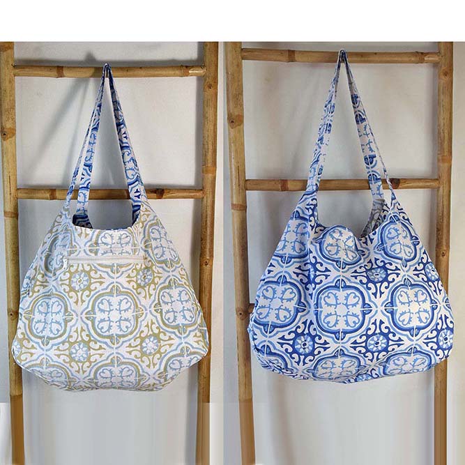 Bolso Reversible Algodón Azules