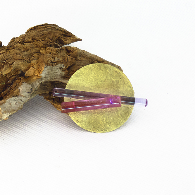 Broche Redondo Pequeño Vidrio Murano Violeta y Rosa