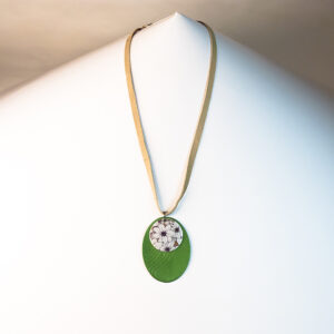 Colgante Oval Reversible Aluminio Verde.