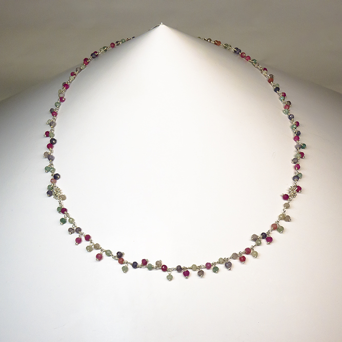 Collar Plata Cadena Jade Multicolor