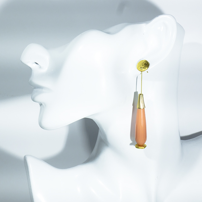 Pendientes Oro Lagrima Jade Salmón