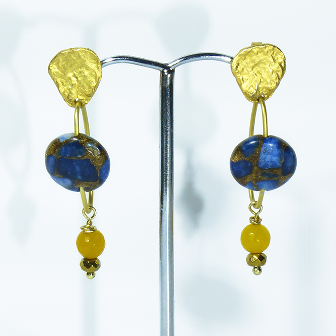 Pendientes Dorados Ágatas Azules