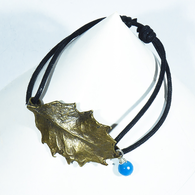 Pulsera Bronce Acebo Ágata Azul