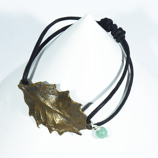 Pulsera Bronce Acebo Ágata Verde