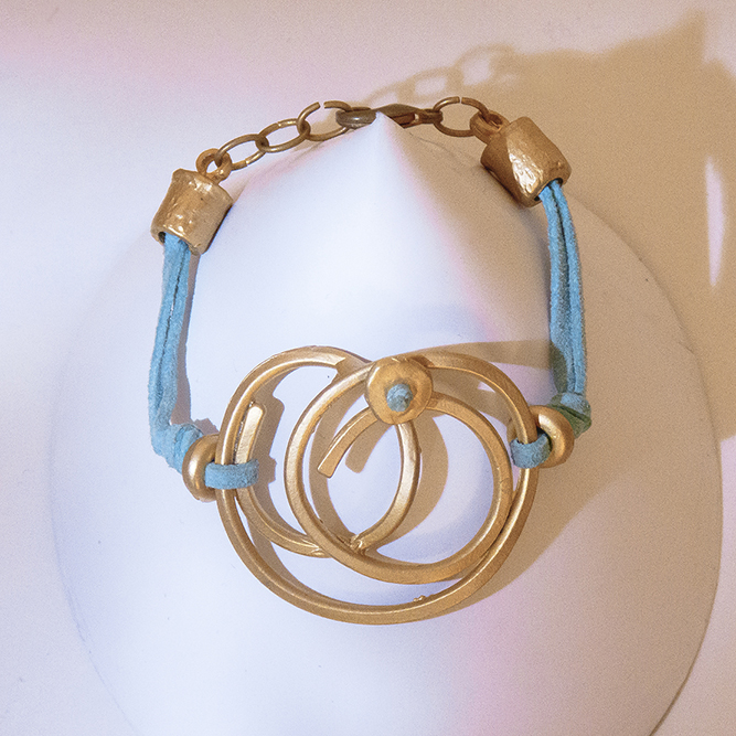 Pulsera Nudo Ante Azul Mediterranéo