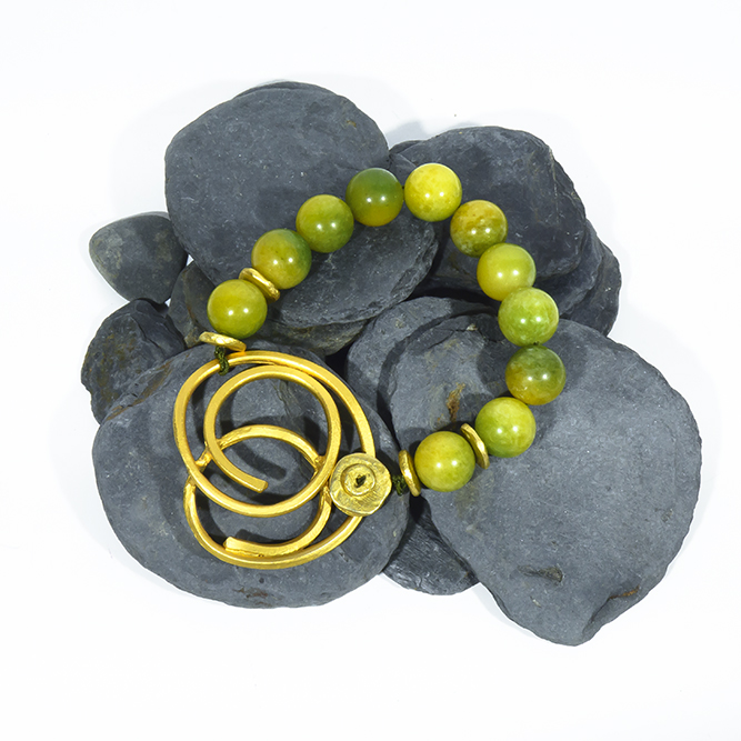 Pulsera Nudo Jade Verde Limón