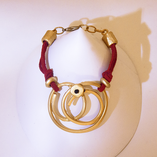 Pulsera Nudo Ante Rojo