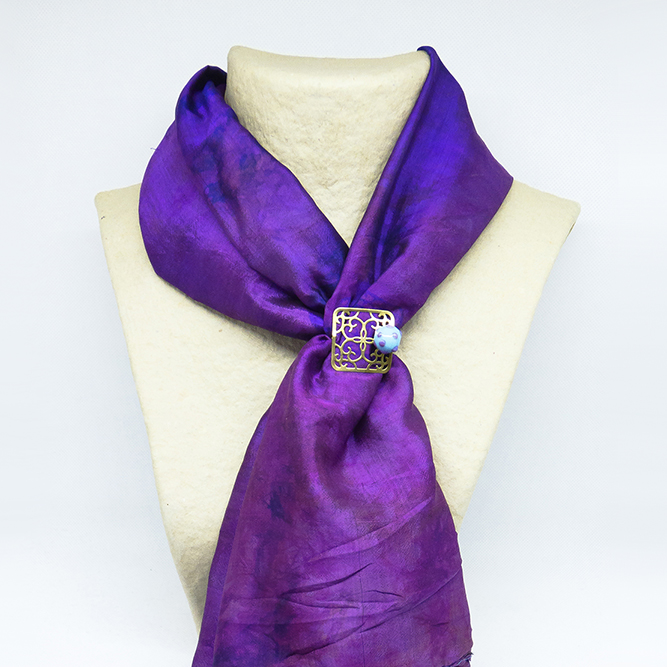 Sujeta-Pañuelos Vidrio Murano Turquesa y Morado