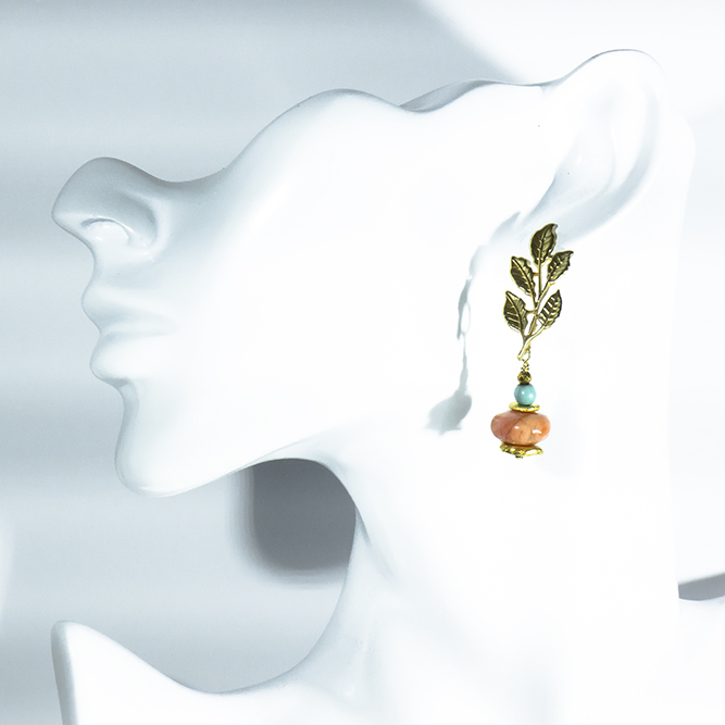 Pendientes Hoja Ópalo Africano Salmón